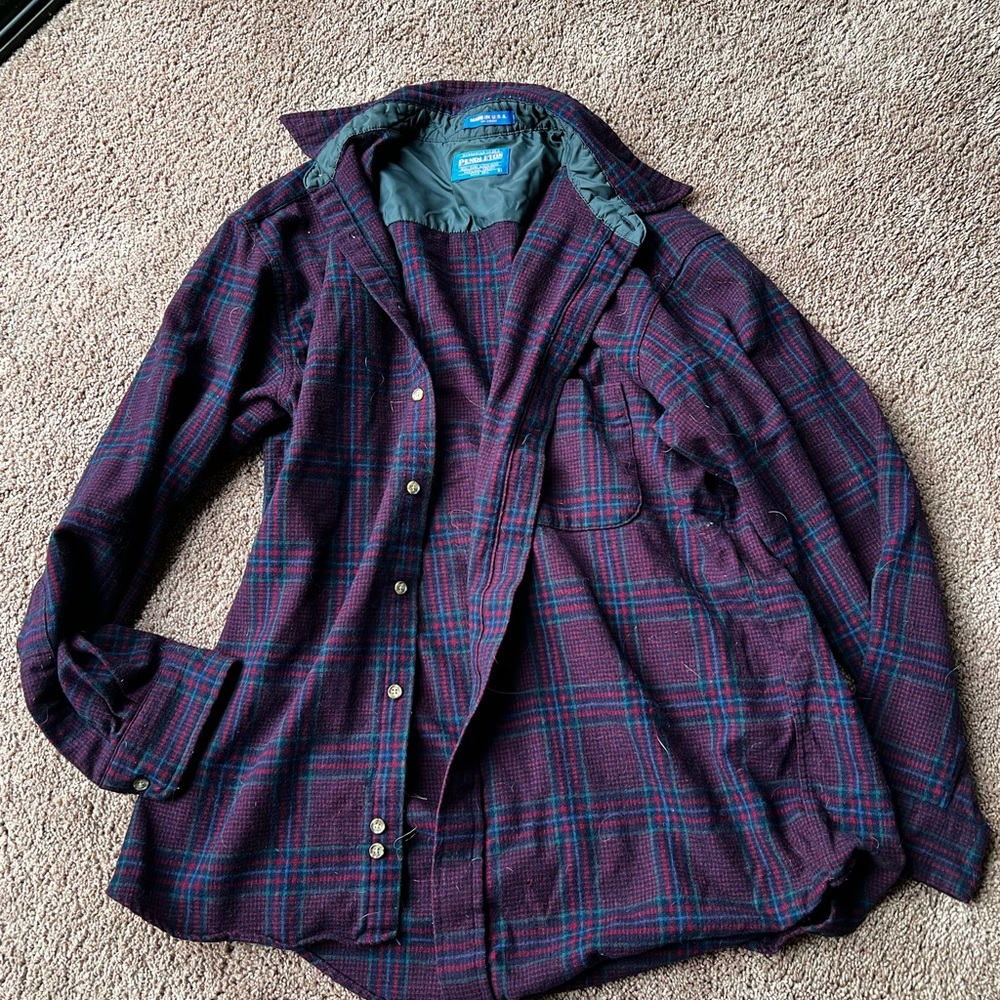 Pendleton Men's Dark Purple Plaid Shirt Jacket large